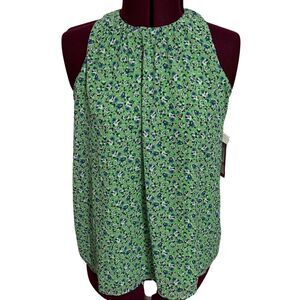 VINCE CAMUTO Classic Escape Sleeveless Crepe Blouse Keyhole Back Green NWT Small